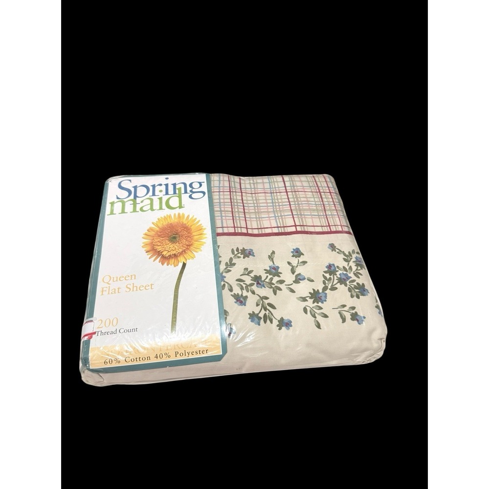 Springmaid Queen Flat Sheet Petra 200 Thread Count No-Iron Percale NOS USA Made‎